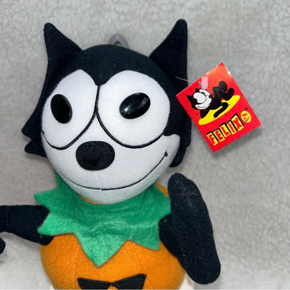 Felix the cat Halloween Plush 12" vintage with tags pumpkin body - Picture 3 of 14